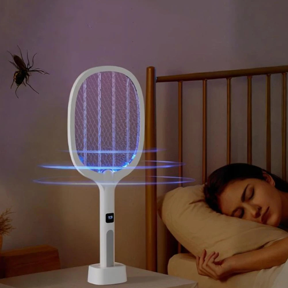 2in1 Electric Fly Swatter Rechargeable Mosquito Killer Lamp Bug Zapper Racket Anti Mosquito Swatter Fly Trap for Indoor Outdoor