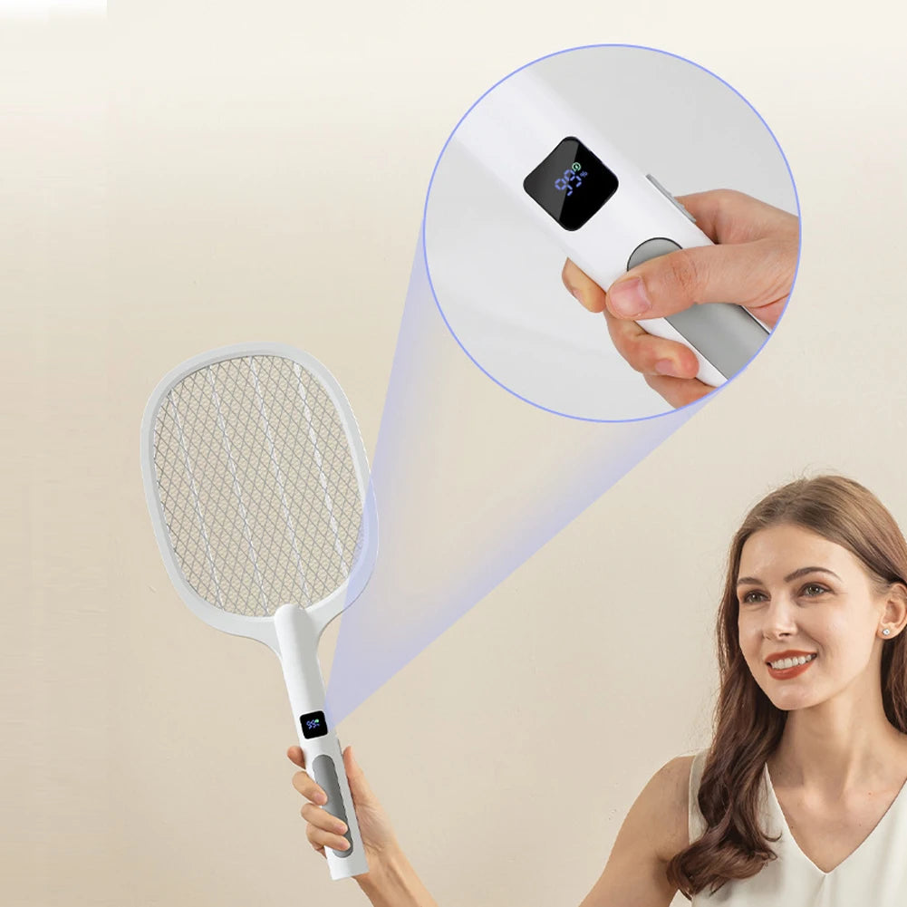 2in1 Electric Fly Swatter Rechargeable Mosquito Killer Lamp Bug Zapper Racket Anti Mosquito Swatter Fly Trap for Indoor Outdoor