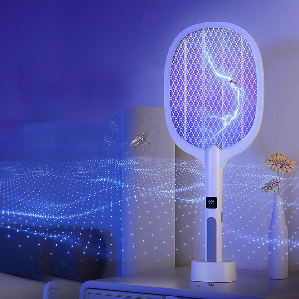 2in1 Electric Fly Swatter Rechargeable Mosquito Killer Lamp Bug Zapper Racket Anti Mosquito Swatter Fly Trap for Indoor Outdoor